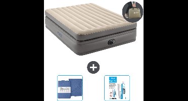 Intex Luchtbed - 2-Persoons - 152 x 203 x 51 cm - Grijs - Inclusief pomp - Hoeslaken en Reparatieset