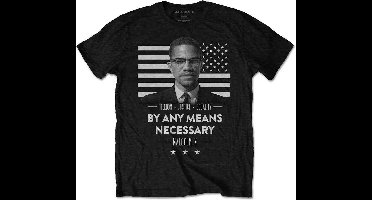 Malcolm X - By Any Means Necessary Heren T-shirt - M - Zwart