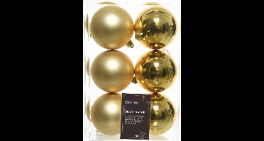 Decoris Decoris Kerstballen - 12x stuks - goud - kunststof mat/glans - 8 cm