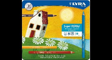 Super Ferby 1 Kleurpotloden, L: 18 cm diverse kleuren, 18 stuk