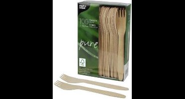 Papstar Pure Houten Vork, 165 mm 100 stuks