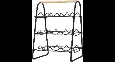 Home&Styling - Wijnrek - voor - 9 - flessen - metaal - zwart - en - naturel