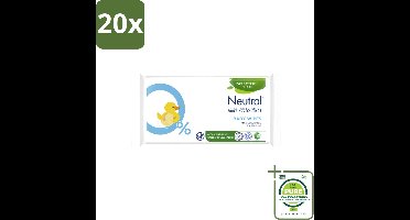 20 x Neutral - Billendoekjes - Parfumvrij - Plasticvrij - Zonder Kleurstoffen - 52 Billendoekjes - Grootverpakking - Vaatwasstrips - Baby Billetje Reinigen - Baby Handje Reinigen - Hypoallergene Doekjes - Zachte Doekjes - Veilige Baby Verzorging