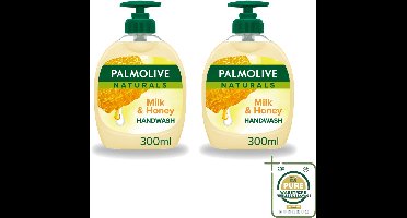 2 x Pamlolive Naturals - Handzeep - Melk & Honing - 300 ml - Handzeep Melk Honing - Zeepvrije Handzeep - Natuurlijke Handzeep - Handen Verzorgen - Handen Hydrateren