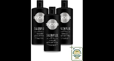 3 x Syoss Salonplex Shampoo - Shampoo - Bescherming - 440 ml - Haarschade - Haarkleur - Haarbescherming - Haarversterking - Salonplex