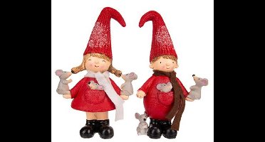 Winterkind 2ass Rood 11x7xh18,5cm Resin