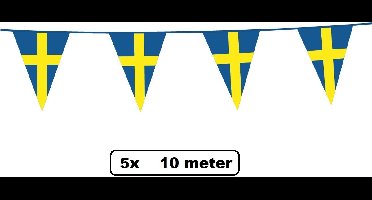 5 stuks Vlaggenlijn Zweden 10 meter - Landen EK WK zweeds festival thema feest fun