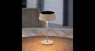 Tafellamp oplaadbaar 'Seren' - Zand - Opladen via USB-C of zonne-energie - Touch Dimbaar - Tot 60 branduren - Warm wit licht (2700K) - IP44 - Luxe uitstraling - Solar tafellamp