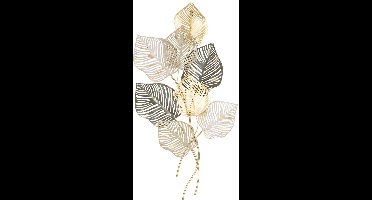 Wanddecoratie met bladeren van verguld metaal NADIA