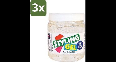 3 x Hegron - Styling Gel - Wetlook Wit - Glanzende Afwerking - 150 ml - Styling Gel - Wetlook Gel - Glans Haar - Haar Fixatie - Haar Stijl