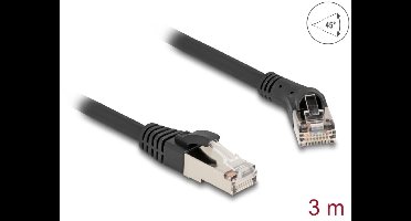 Delock RJ45 Network Cable Cat.8.1 S/FTP plug 45° right angled to plug straight up to 40 Gbps 3 m black