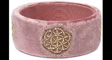 Sieradenbakje fluweel oud roze met Bloem des Levens – 11,5 cm x 4,5 cm