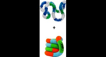 Tangle Relax Therapy + Fuzzies Junior - COMBO 2-Pack - Fidget Toy voor kinderen en volwassenen - Fidget Toy voor school - Cadeau voor tieners en volwassenen - Kleuren variëren