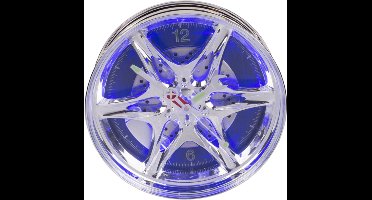 Out of the Blue Wielvelg Wandklok - Blauw LED - Moersleutel Wijzers - Auto Design - 27 cm