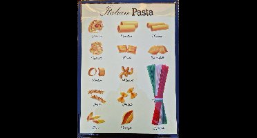 Italian Pasta. Metalen wandbord in reliëf 30 x 40 cm.