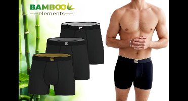 Bamboo Elements Boxershort Heren - 3 Pack - Zwart L - Boxershorts - Bamboo Boxershort Heren
