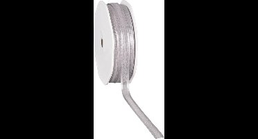 Satin edge Organzalint Licht grijs – 10 mm × 50 m – Organza