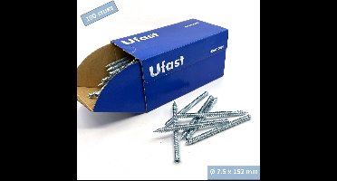 UFAST kozijnschroef Ø 7.5 x 152 mm - Cilinderkop - Verzinkt - Torx - 100 stuks