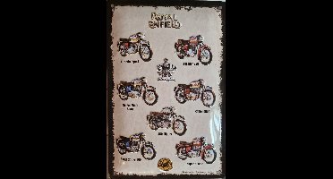 Royal Enfield Collage. Metalen wandbord in reliëf 20 x 30 cm.​