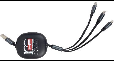 HP Autozubehör Ladekabel 3in1 ausziehbar USB-oplader 1x USB-C, 1x Apple Lightning, 1x Micro-USB Zwart Binnen