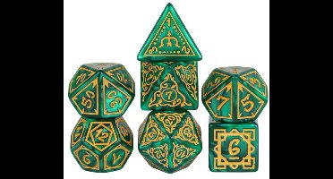 HOT Games dobbelstenen set druide groen goud 7-delig kunststof.