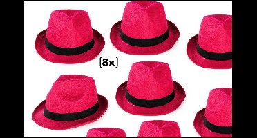 8x Gleufhoed stro pink mt.58/59