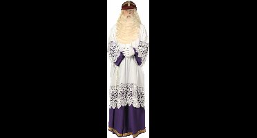 Sinterklaas Sint Luxe habijt met paardrijbroek, wit-Paars (Habijt-Broek-Koord)