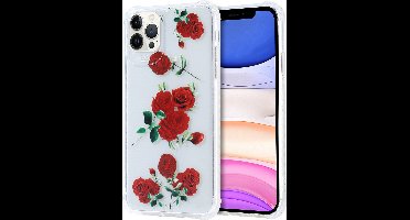 Siliconen Hoesje met bloemenprint Geschikt voor iPhone 12 mini Rozen transparant
