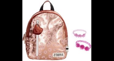 Zebra Rugzak Flower Gold Metalic - rugtasje - schooltas meisje (s) + armbandje