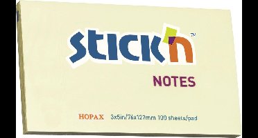 Stick'n sticky notes - 76x127mm, pastel geel, 100 memoblaadjes