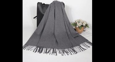 Luxe Cashmere Herfst / Winter Sjaal - Stola - Cape – Omslagdoek - Shawl - Pashmina | Antreciet Grijs