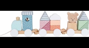 Jabadabado blokkentrein Teddy - pastel