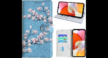 Hoesje geschikt voor Samsung Galaxy A14 Bookcase met blossom bloemen print