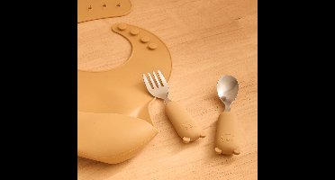 Atmosphera Yum Kinder Bestekset - Vork en Lepel - 8x17x2cm - Oker