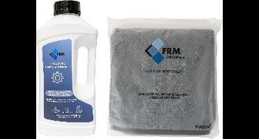 FRM Silver+ Schoonmaakpakket - FRM Deep Clean reiniger + Droogdoek 40x60 - Tegen Kalk, Vuil, Schimmel en meer - Streeploos schoon