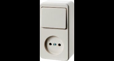 Hager Berker Opbouw Combinatie – Wisselschakelaar met Stopcontact – Zonder Randaarde – Crèmewit – 61673640