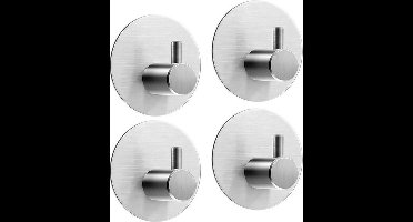 Muller Copper RVS handdoekhaakjes zelfklevend rond geborsteld RVS - 4 stuks