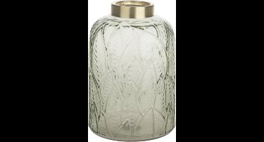 Lantaarns Dijk Natural Collections Fles Met Bladpatroonglas Green 14,5x14,5x21cm