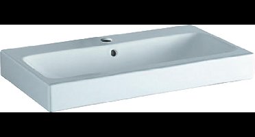 Geberit ICon wastafel - 75x48.5x15.5cm - 1 wasbak - 1 kraangat Midden - met overloopgat vuilafstotend - keramiek - glans wit