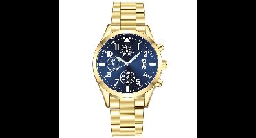 Quartz Heren Horloge Goud/Blauw • Luxe • Goud • Zwart • Blauw • Heren • Horloge • Quartz • Zakelijk • Stijlvol