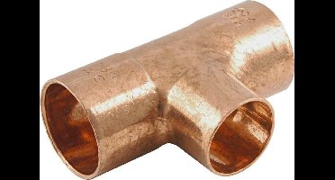 Roodkoperen T-stuk - 15mm x 15mm x 15mm