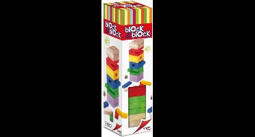 Cayro Block & Block Colors - Wiebeltoren van FSC Hout met Kleurendobbelsteen - 54 Houten Blokjes in 6 Kleuren - Behendigheidsspel - 2-8 Spelers - Vanaf 5 Jaar - Cayro Collection
