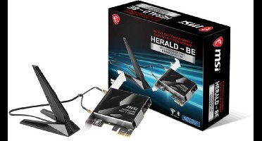 MSI Herald-BE WI-FI 7 MAX (Wi-Fi 7, 802.11BE, Bluetooth 5.4, PCIe, Multi-Link Operation Technology, External Antenna)