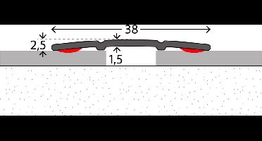 Aluminium dorpelprofiel zelfklevend - overgangsprofiel - plat - 38mm x 2,70mtr (Zilver/Grijs)