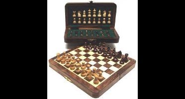 HOT Games schaakspel magnetisch acacia ingelegd 25x13cm klassiek.