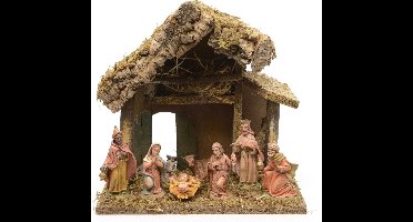HHCP Kerststal met 8 figuren - 27x17x26cm