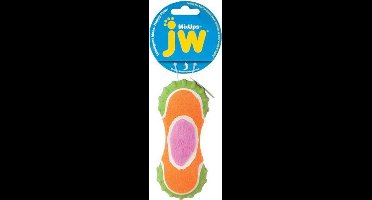 JW Mixups Ribbed Barbell - Hondenspeeltje - Met pieper - Meerkleurig - Medium - ø 14 cm