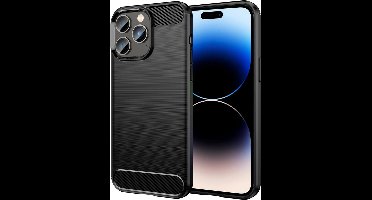iPhone 14 Hoesje - Carbon Textuur - Zwart TPU - Provium