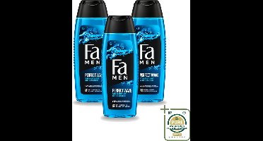 3 x Fa Men - Perfect Wave - 2 in 1 Douchegel & Shampoo - Menthol - 250 ml - Wasstrips - Douchegel En Shampoo Voor Mannen - Menthol Geur - 2 In 1 Douchegel En Shampoo - Lichaam En Haar Verzorging - Verfrissende Douche