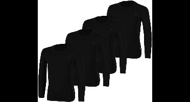 Thermoshirt - Kids - Baselayer - Unisex - Zwart - Maat 104 t/m 164 - Thermokleding - 4-Pack - Wintersport - Alle sporten